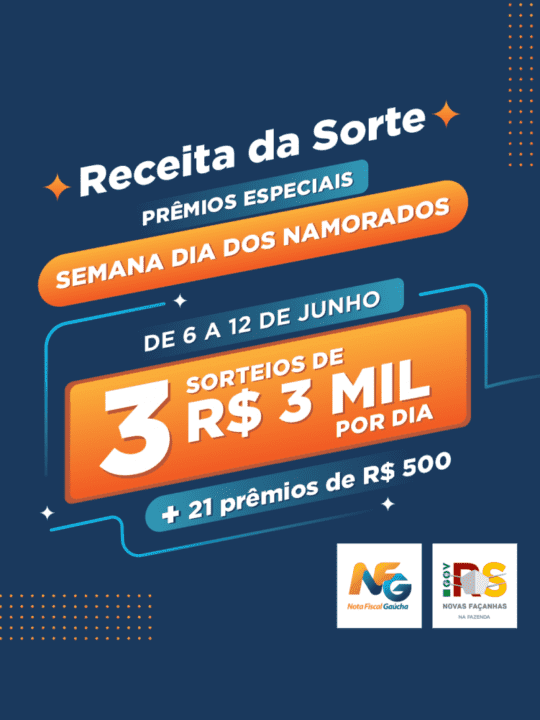 Receita da Sorte sorteará em junho 21 prêmios de R 500 por dia e