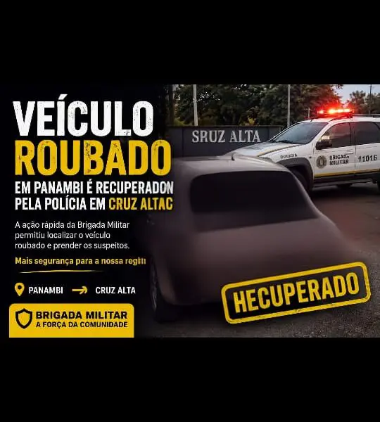 Montana roubada em Panambi é recuperada em Cruz Alta