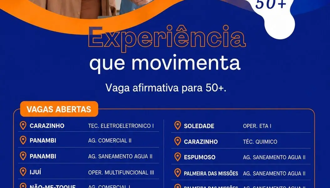 Corsan lança programa para incentivar a contratação de profissionais com 50 anos ou mais*