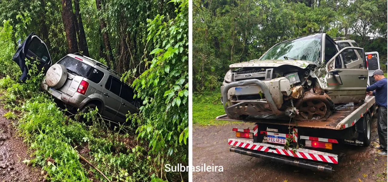 Veículo sai da pista e colide contra árvores na BR-158