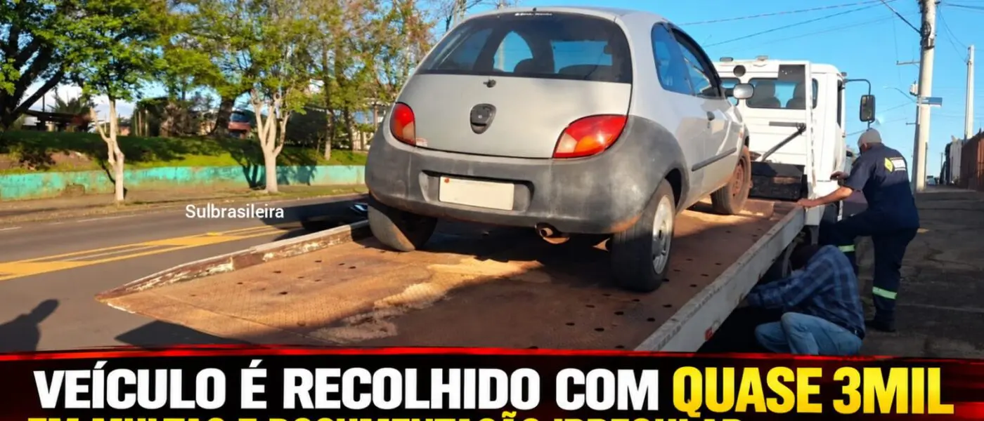 Blitz da CMT: Veículo com aproximadamente R$ 3 mil em multas é recolhido em Panambi