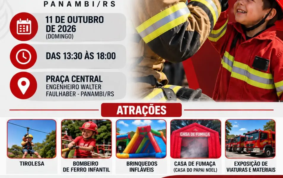 Programa Estação Bombeiro 2026 ocorre domingo dia 11 em Panambi