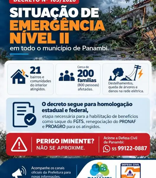 Panambi decreta situação de emergência – Nível II