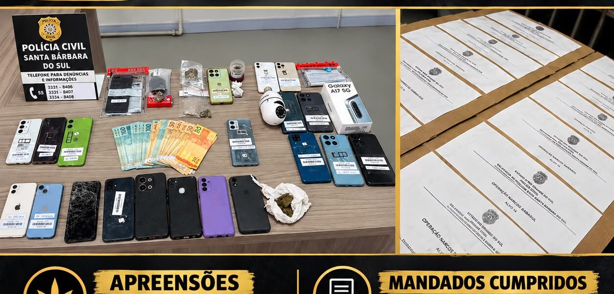 Operação Narcos Sabasul é deflagrada na cidade de Santa Bárbara do Sul e resulta em prisões, apreensões de drogas e dinheiro